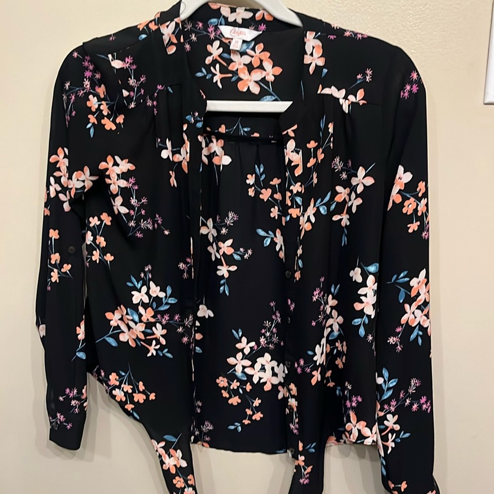 Candies sheer long sleeve button up shirt